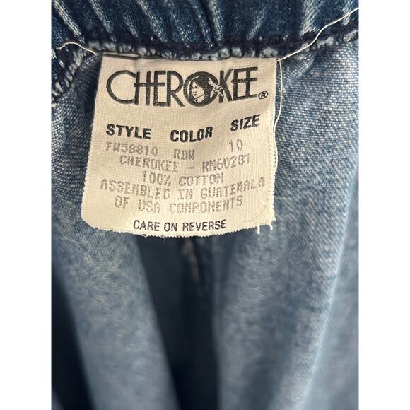 vintage 80s cherokee denim skirt / Pleat A-line Denim Prairie Skirt/ size small - Picture 6 of 9